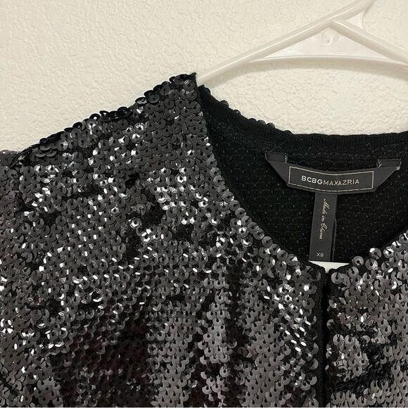 BCBGMaxAzria Sequin Black Cardigan Jacket NWT women’s size XS - Picture 2 of 9